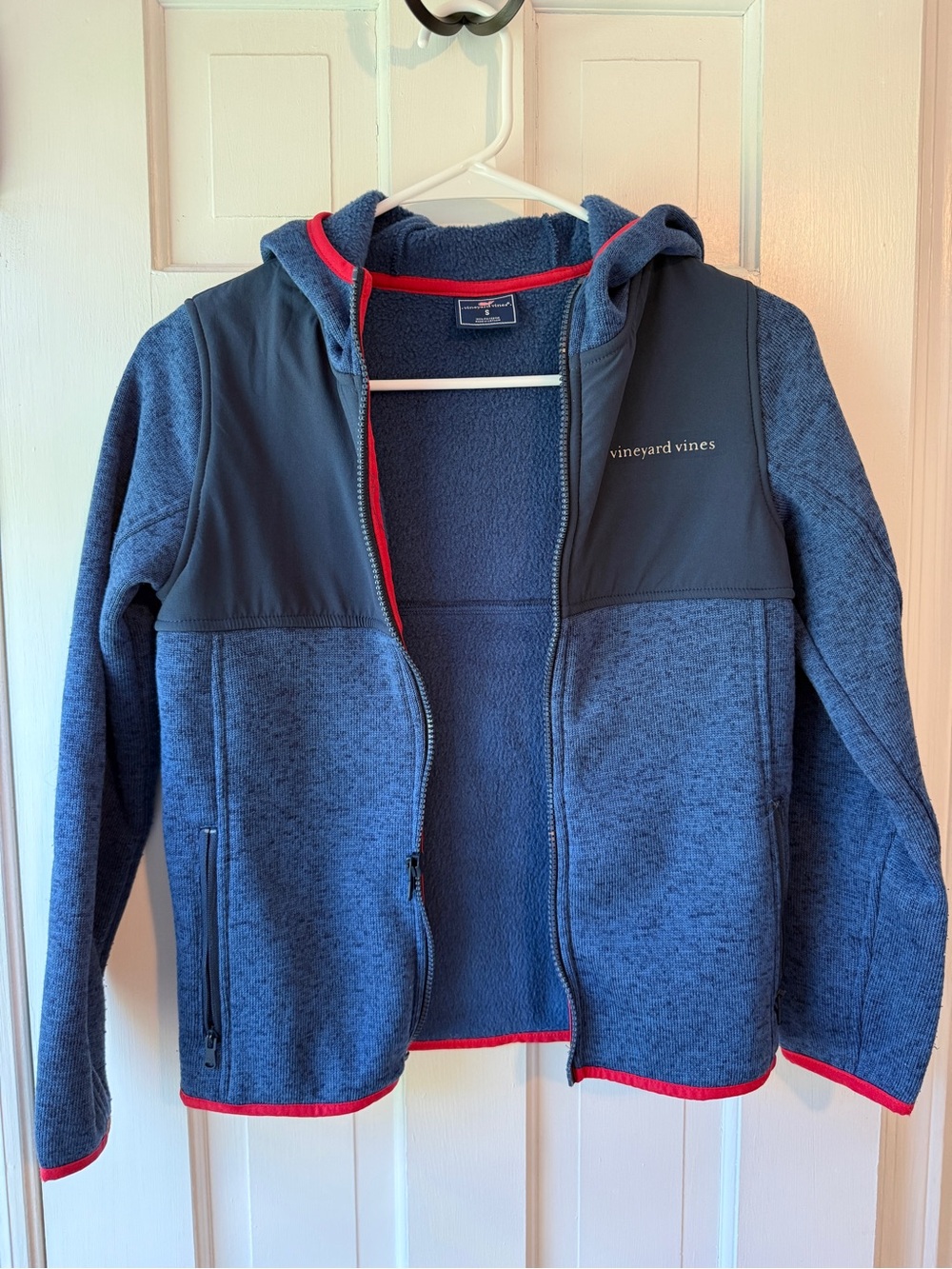 Vineyard Vines Kids' Blue Hooded Full Zip Fleece Jacket